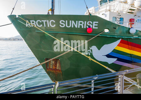 Greenpeace Schiff Arctic Sunrise, angedockt an der North Vancouver, British Columbia, Kanada Stockfoto