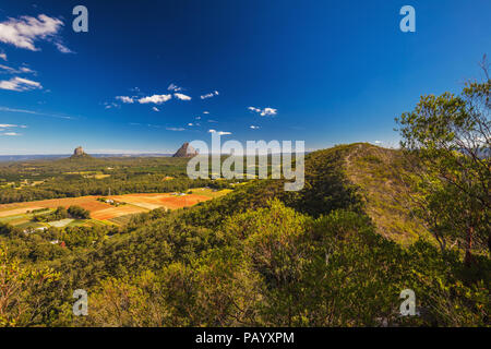 Blick vom Gipfel des Mount Coochin, Glas Haus Berge, Sunshine Coast, Queensland, Australien Stockfoto