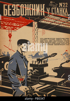 Die sowjetische Propaganda Magazin, Bezbozhnik u Stanka (Atheist an seine Bank) Zeitschrift, Illustration von Mechislav Dobrokovsky, 1920 Stockfoto