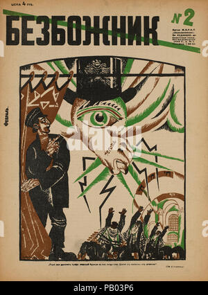 Die sowjetische Propaganda Magazin, Bezbozhnik u Stanka (Atheist an seine Bank) Zeitschrift, Illustration von Dmitri Moor, 1922 Stockfoto