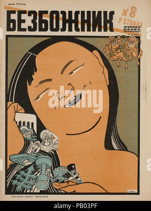 Die sowjetische Propaganda Magazin, Bezbozhnik u Stanka (Atheist an seine Bank) Zeitschrift, Illustration von Dmitri Moor, 1920 Stockfoto