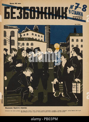 Die sowjetische Propaganda Magazin, Bezbozhnik u Stanka (Atheist an seine Bank) Zeitschrift, Illustration von Dmitri Moor, 1920 Stockfoto