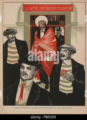 Die sowjetische Propaganda Magazin Interieur, Bezbozhnik u Stanka (Atheist an seine Bank) Zeitschrift, Illustration, 1920 Stockfoto