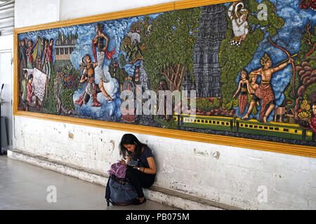 Am Bahnhof Balapan Solo, Surakarta, Central Java, Indonesien Stockfoto