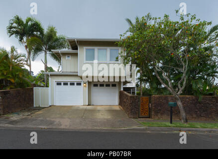 Außenansicht ein zweistöckiges Haus in Hawaii Stockfoto