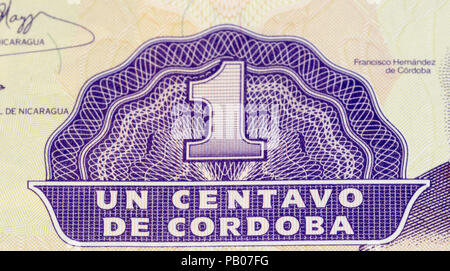 1 Imagen de Cordoba Bank Note. Imagen de Cordoba ist die nationale Währung der Republik Nicaragua Stockfoto