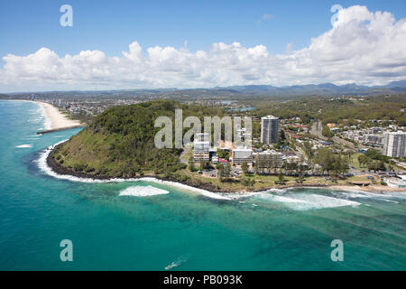 Luftaufnahme von Burleigh Heads, Gold Coast, Queensland, Australien Stockfoto