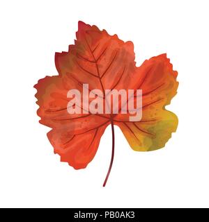 Hand gezeichnet Aquarell Blatt auf weißem Hintergrund, digitale Malerei, Vektor Stock Vektor