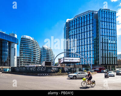 Silicon Kreisverkehr oder Alte Straße Kreisverkehr - London's Tech Bereich der Nabe in London Stockfoto
