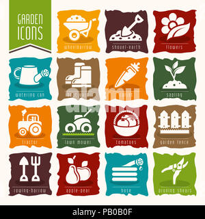 Garten - Bauernhof Icon Set Stockfoto