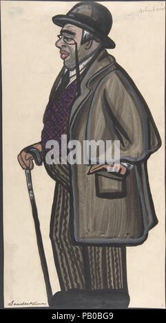 Mann mit einem violetten und roten Weste, mit einem pince-nez und Bowler. Artist: Sergey Sudeykin (Russisch, Smolensk 1882-1946 Nyack). Maße: Blatt: 16 x 8 7/16 in. (40,6 x 21,4 cm). Datum: Erste Hälfte 20. Jahrhundert. Museum: Metropolitan Museum of Art, New York, USA. Stockfoto