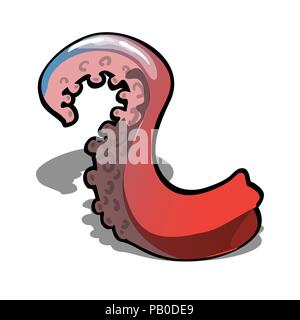Red octopus Tentakel auf einem weißen Hintergrund. Vektor cartoon Close-up Abbildung. Stock Vektor