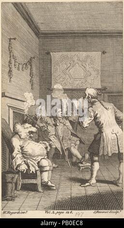 "Tristram Shandy", Frontispiz, Band 1,. Artist: Nach William Hogarth (Briten, London 1697-1764 London). Thema: Veranschaulicht Laurence Sterne (British, 1713-1768). Maße: Blatt: 5 1/2 x 3 1/8 in. (13,9 x 7,9 cm). Engraver: Simon Francis Ravenet, der Ältere (Französisch, 1706-1774). Datum: April 1760. Museum: Metropolitan Museum of Art, New York, USA. Stockfoto