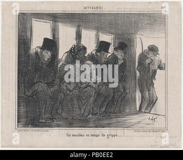 Un-Omnibus en temps de Grenzwert Grenzwerte, von CMS, in Le Charivari, 7. April 1858 veröffentlicht. Artist: Honoré Daumier (Französisch, Marseille 1808-1879 Valmondois). Maße: Blatt: 10 3/16 x 12 9/16 in. (25,9 × 31,9 cm) Bild: 8. × 10 5/16 in. (20,3 × 26,2 cm). Drucker: destouches (Paris). Herausgeber: Aaron Martinet (Französisch, 1762-1841). Serie/Portfolio: Actualitès. Datum: April 7, 1858. Museum: Metropolitan Museum of Art, New York, USA. Stockfoto
