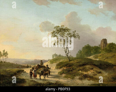 Barend Cornelis Koekkoek-Landschaft mit Figuren auf einer Straße in der Provinz Gelderland. Stockfoto