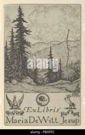 Ex Libris Maria DeWitt Jesup. Künstler: Ernest Haskell (Amerikanische, Woodstock, Connecticut 1876-1925 West Point, Maine). Maße: Blatt: 4 15/16 x 3 1/2 in. (12,5 × 8,9 cm) Platte: 3 1/16 x 1 15/16 in. (7,8 x 5 cm). Datum: 1914. Exlibris für Maria DeWitt Jesup. Museum: Metropolitan Museum of Art, New York, USA. Stockfoto
