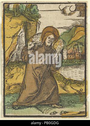 Christus als guten Hirten, die von Das Plenarium. Künstler: Hans Schäufelein (Deutsch, Nürnberg Ca. 1480-ca. 1540 Nördlingen). Maße: Blatt: 3 11/16 x 2 11/16 in. (9,4 × 6,8 cm). Herausgeber: Adam Petri (Deutsch, aktive Basel, 1507-27). Datum: 1517. Museum: Metropolitan Museum of Art, New York, USA. Stockfoto