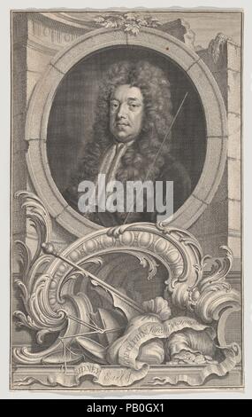 Sidney, Graf von Godolphin, Lord High Treasurer. Artist: Nach Sir Godfrey Kneller (Deutsch, Lübeck 1646-1723 London). Autor: Bezieht sich auf die Serien von Thomas Birch (British, 1705-1766). Maße: Blatt: 14 3/16 x 8 11/16 in. (36,1 × 22,1 cm). Engraver: Jacob Houbraken (Niederländisch, Dordrecht 1698-1780 Amsterdam). Serie/Portfolio: Thomas Birke, die Köpfe von illustren Personen von Großbritannien. Sitter: Sidney Godolphin, 1 Godolphin (British, 1645-1712). Datum: Ca. 1740. Museum: Metropolitan Museum of Art, New York, USA. Stockfoto