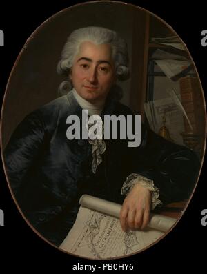 Eugène Joseph Stanislas Foullon d'Écotier (1753-1821). Artist: Antoine Vestier (Französisch, Avallon 1740-1824 Paris). Maße: Oval, 31 5/8 x 25 1/8 in. (80,3 x 63,8 cm). Datum: 1785. Eugène Foulon d'Écotier muss das Porträt seiner Ernennung im Juni 1785 als Intendant von Guadeloupe gedenken in Auftrag gegeben haben. Es wurde im Vestier in der Regel minute Stil vor der Abreise des Sitter für die französische koloniale Insel, November gemalt. Er hält eine Karte von Guadeloupe, und hinter ihm ist ein Buch mit dem Titel <i>Strafverfügungen de la Marine</i>, die Vorschriften für die Verwaltung der französischen Kolonien. Museum: Stockfoto