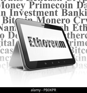 Cryptocurrency Konzept: Tablet Computer mit astraleums auf Anzeige Stockfoto