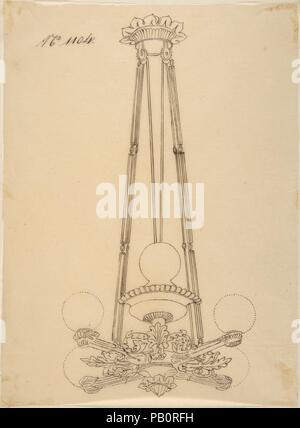 Design für einen Kronleuchter. Künstler: Anonym, Französisch, 19. Maße: Blatt: 6 7/8 x 9 3/4 in. (17,5 x 24,8 cm). Datum: 19. Museum: Metropolitan Museum of Art, New York, USA. Stockfoto