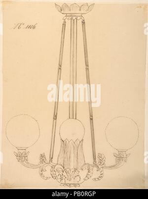 Design für einen Kronleuchter. Künstler: Anonym, Französisch, 19. Maße: Blatt: 10 1/4 x 7 15/16 in. (26,1 x 20,1 cm). Datum: 19. Museum: Metropolitan Museum of Art, New York, USA. Stockfoto