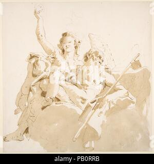 Zeit und Wahrheit. Künstler: Giovanni Battista Tiepolo (Italienisch, Venedig, Madrid, 1696-1770). Abmessungen: 10-5/16 x 10-3/16 in. (26,2 x 25,8 cm). Datum: 1696-1770. Museum: Metropolitan Museum of Art, New York, USA. Stockfoto