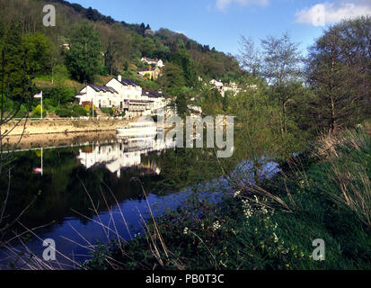 River Wye in Symonds Yat, Riverside Public House, Wye Valley, Forest of Dean, Herefordshire, England, Großbritannien, Europa Stockfoto