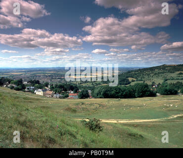 Juli 1995: Blick auf die ferne Malvern Hills von Cleeve Wolke in der Nähe von Cheltenham, Gloucestershire, Cotswolds, England, UK, Europa Stockfoto