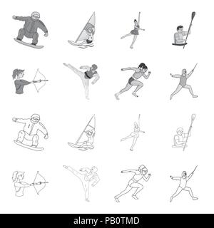 Bogenschießen, Karate, laufen, Fechten. Olympischen Sport Sammlung Icons in Grenzen gesetzt, Schwarzweiß-Stil vektor Symbol lieferbar Abbildung. Stock Vektor