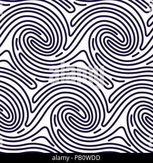 Nahtlose Muster in Fingerabdruck Stil. Gebogene Linien Hintergrund. Finger Print Motiv für Tapeten, Musterfüllungen, Textile Muster. Vector EPS 10. Stock Vektor