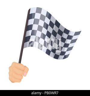 Ein Rennen mit Start und Ziel flatternden Fahne in der Hand. Zielflagge einzelnen Symbol im Comic-stil Vektor Symbol lieferbar Abbildung. Stock Vektor