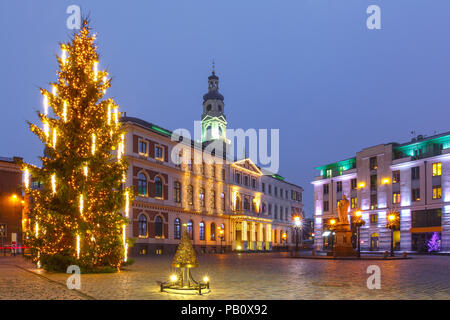 Rathausplatz in der alten Stadt von Riga, Lettland Stockfoto