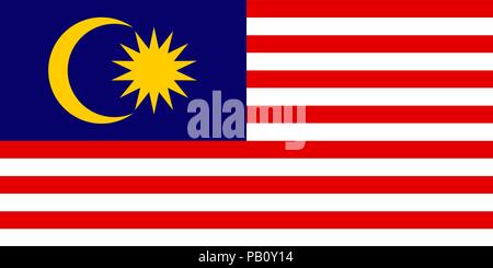Flagge von Malaysia. Symbol der Tag der Unabhängigkeit, Souvenir Fußball-Spiel, Sprache, Symbol. Stock Vektor