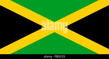 Flagge von Jamaika. Symbol der Tag der Unabhängigkeit, Souvenir sport spiel, Sprache, Symbol. Stock Vektor