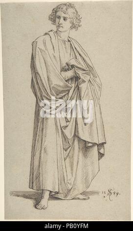 Studie eines männlichen Figur. Artist: Julius Schnorr von Carolsfeld (Deutsch, Leipzig 1794-1872 Dresden). Maße: Blatt: 13 3/4 x 8 1/4 in. (35 x 21 cm). Datum: 1849. Museum: Metropolitan Museum of Art, New York, USA. Stockfoto