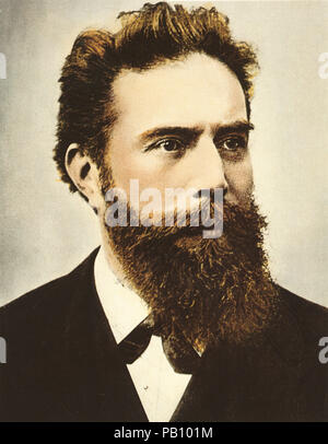 Wilhelm Conrad Röntgen (1845-1923), deutscher Ingenieur und Physiker, erwarb den ersten Nobelpreis für Physik 1901, Porträt, 1900 Stockfoto