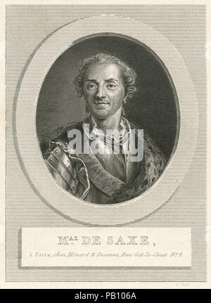 Maurice de Saxe, Graf von Sachsen, (1696-1750), deutscher Soldat und Marschall von Frankreich, Gravur Stockfoto