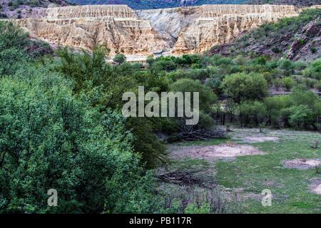 Jales, Residuos de mina, mina antigua, mina de cobre in Mexiko. Aspekte eines Hügels oder Berges, der vom Wast gebildet wird Stockfoto