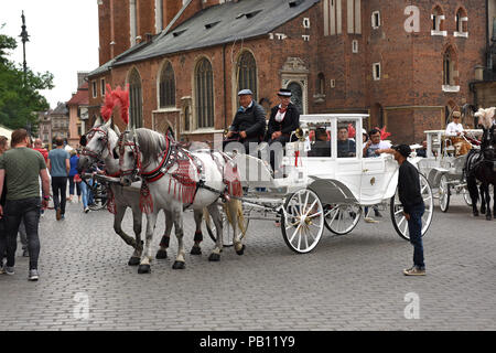 Pferdekutsche in Krakau, Polen Stockfoto