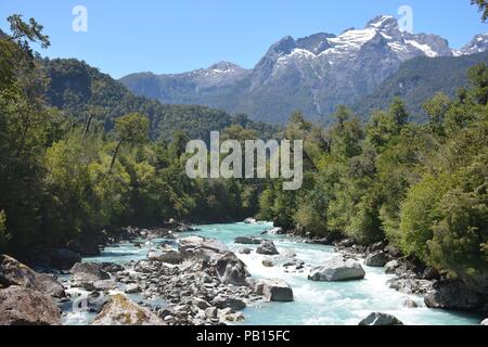 Rio Blanco, Hornopiren, Carretera Austral, Patagonien, Chile Stockfoto