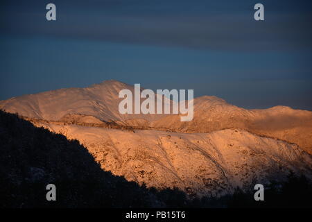 Futaleufu berge Sonnenuntergang Patagonien Carretera Austral in Chile Stockfoto