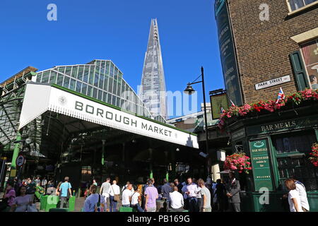 Borough Market und Shard, Londoner Stadtteil Southwark, London, England, Großbritannien, USA, UK, Europa Stockfoto
