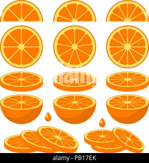 Satz frischer orange Scheiben Stock Vektor