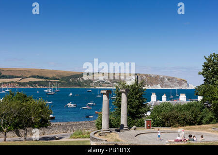 Swanage auf der Jurassic Coast im Sommer, Dorset, Großbritannien Stockfoto