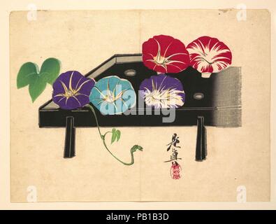 Morning Glories. Artist: Shibata Zeshin (Japanisch, 1807-1891). Kultur: Japan. Abmessungen: Bild: 8 1/2 x 11 5/8 in. (21,6 × 29,5 cm) Matte: 15 1/4 x 22 3/4 in. (38,7 × 57,8 cm). Datum: Ca. 1860. Museum: Metropolitan Museum of Art, New York, USA. Stockfoto