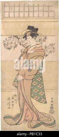 Schauspieler Segawa Tomisaburo II als Geisha Asaka. Artist: Toshusai Sharaku (Japanisch, aktive 1794-95). Kultur: Japan. Abmessungen: 12 7/8 x 5 3/4 in. (32,7 x 14,6 cm). Datum: 1794-95. Museum: Metropolitan Museum of Art, New York, USA. Stockfoto