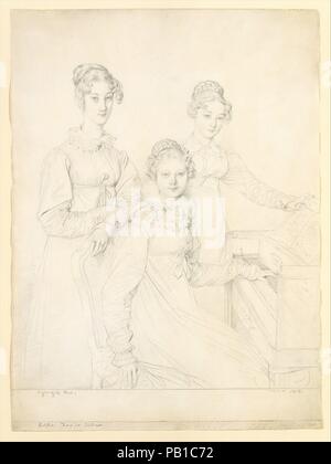 Die kaunitz Schwestern (Leopoldine, Caroline, und Ferdinandine). Artist: Jean Auguste Dominique Ingres (Französisch, Montauban 1780-1867 Paris). Maße: Blatt: 11 7/8 x 8 3/4 in. (30,2 × 22,2 cm). Schirmherr: Im Auftrag von Fürst Wenzel von Kaunitz-Rietberg (österreichischer Botschafter in Rom 1818). Datum: 1818. Ingres ansprechenden Zeichnung stellt die drei Töchter des österreichischen Botschafters in Rom, Fürst Wenzel von Kaunitz-Rietberg. Die jungen Frauen, im Alter von 13 bis 17 dargestellt, sind in der diskreten Luxus von Empire Mode in eine Einstellung, die den privilegierten, kultivierten Welt die schlägt gezeigt Stockfoto