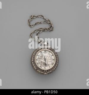 Watch und Schlüssel. Kultur: Britische, London. Abmessungen: Durchmesser: 1 5/16 in. (3.3 cm). Schöpfer: Uhrmacher: Edward Osten (British, 1602-1697). Datum: Ca. 1640. Museum: Metropolitan Museum of Art, New York, USA. Stockfoto