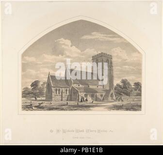 Die Kirche St. Michael, Cherry Burton: Nord Ost Anzeigen. Artist: Sir Horace Jones (Briten, London 1819-1887 London). Abmessungen: Blatt (zeigte gewölbter Deckel): 8 7/16 x 10 15/16 in. (21,4 x 27,8 cm): 13 1/8 x 14 9/16 in. (33,3 x 37 cm). Datum: 1845-50. Museum: Metropolitan Museum of Art, New York, USA. Stockfoto